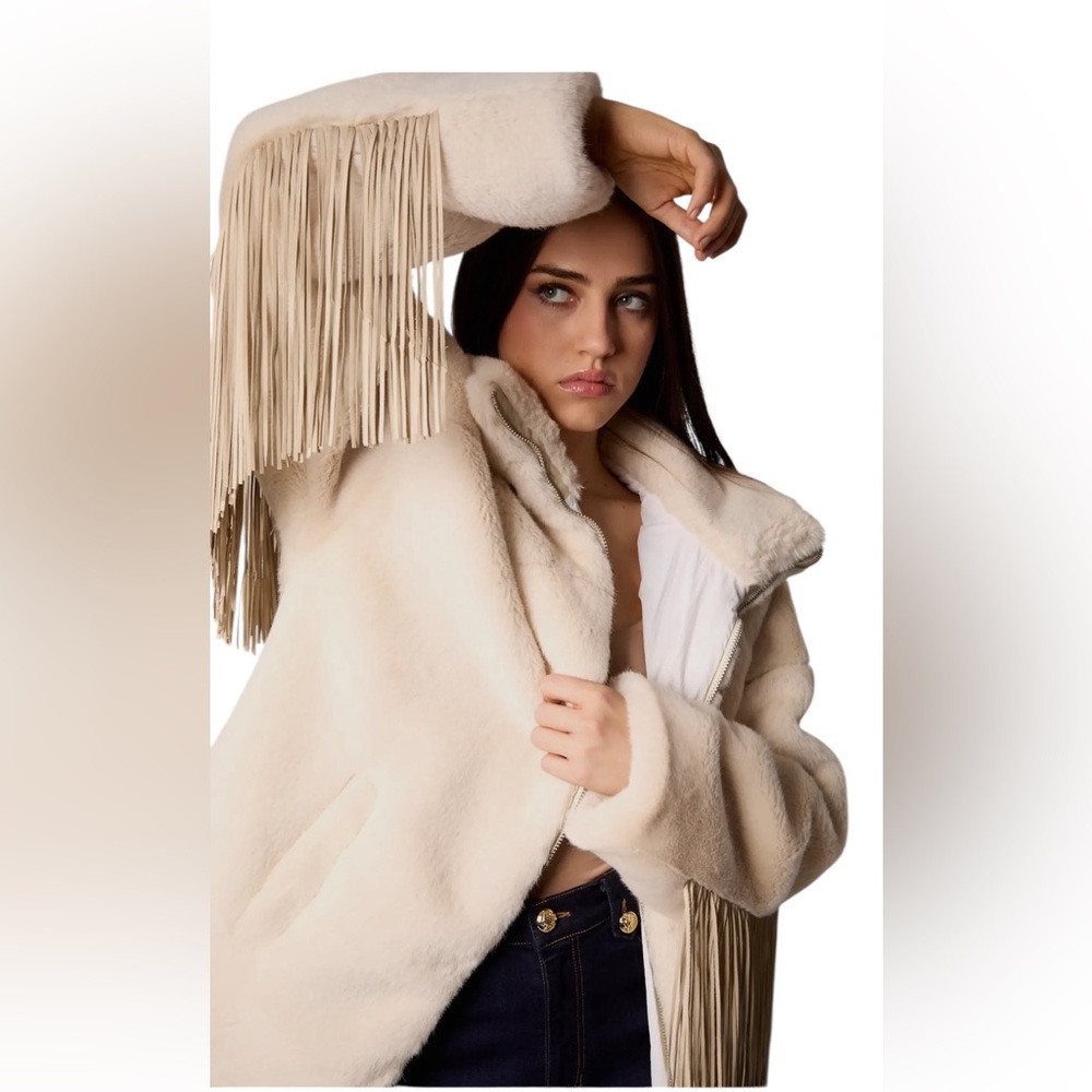 Elegant Cream Fringe Women's Bag - Picture 3 of 10